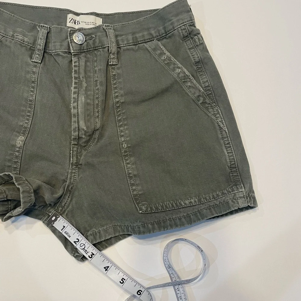 Zara High Waist Green Shorts Stylish Summer Essential
